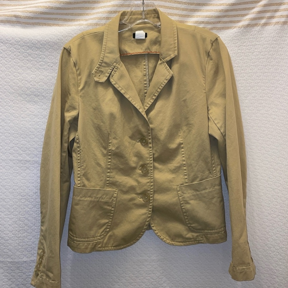 J. Crew 3 Button Twill Tan Jacket size Medium